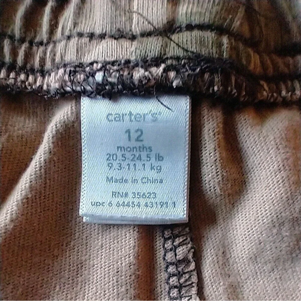12M Carters Elastic Waist Pull on Pants Lot of 3